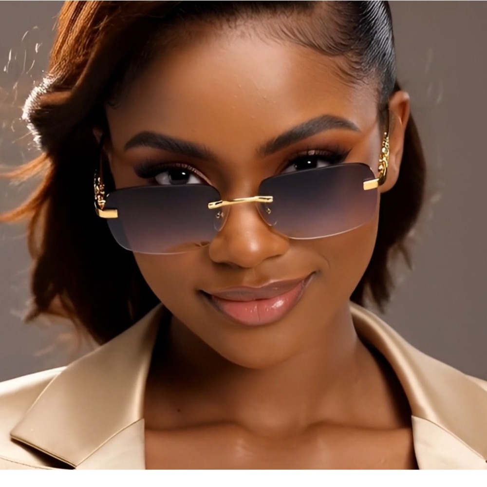 Women Sunglasses Gold Rectangle Luxury Female Street Trendy Wear Lentes 2026 New